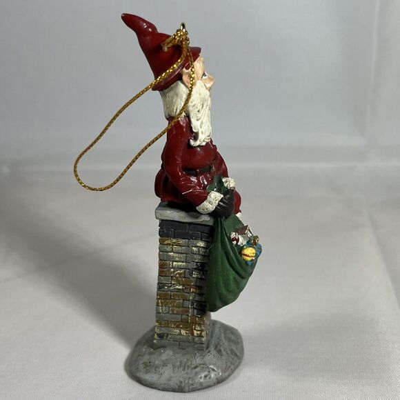 Jim Shore CHIMNEY SANTAS  1992 Vintage Ornament Figurine Green Sack Pointed Hat - Picture 5 of 9
